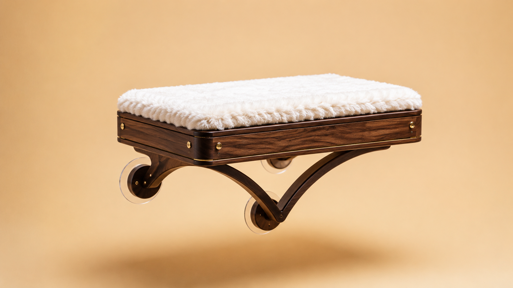 URMA Perch in walnut with white shearling cushion